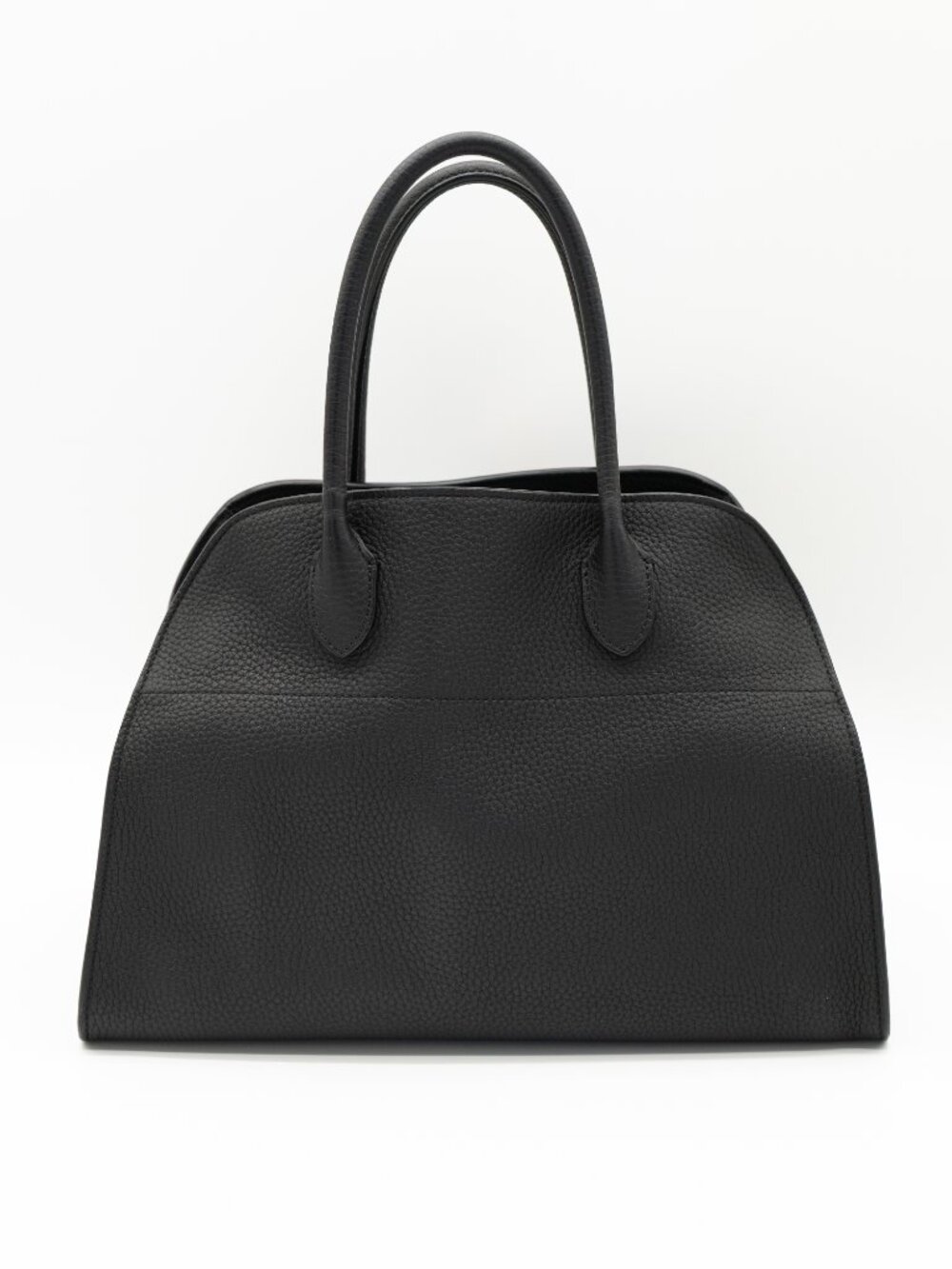 The Row Soft Margaux 12 Black Matte Grained Calfskin Palladium HW w/ COA
